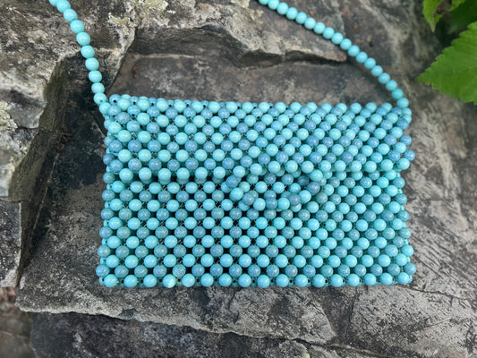 Serenity Breeze: Beaded Purse with Long Beaded Handle