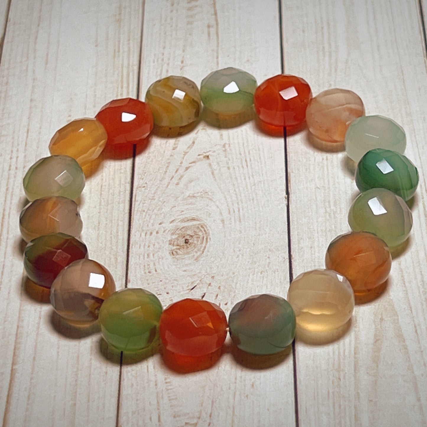 Earth Tone Faceted Glass Bead Bracelet