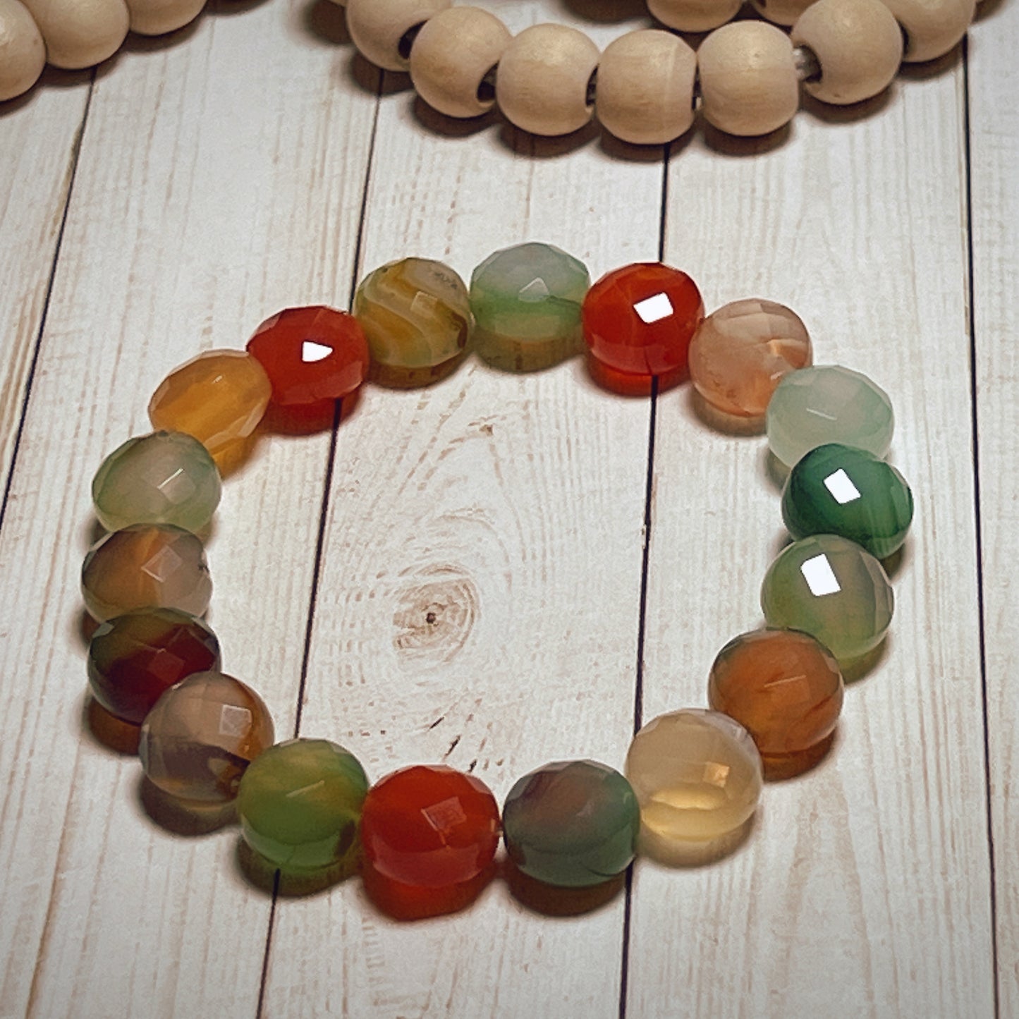 Earth Tone Faceted Glass Bead Bracelet