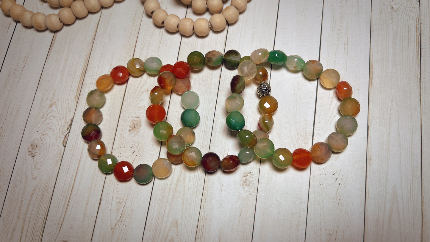 Earth Tone Faceted Glass Bead Bracelet