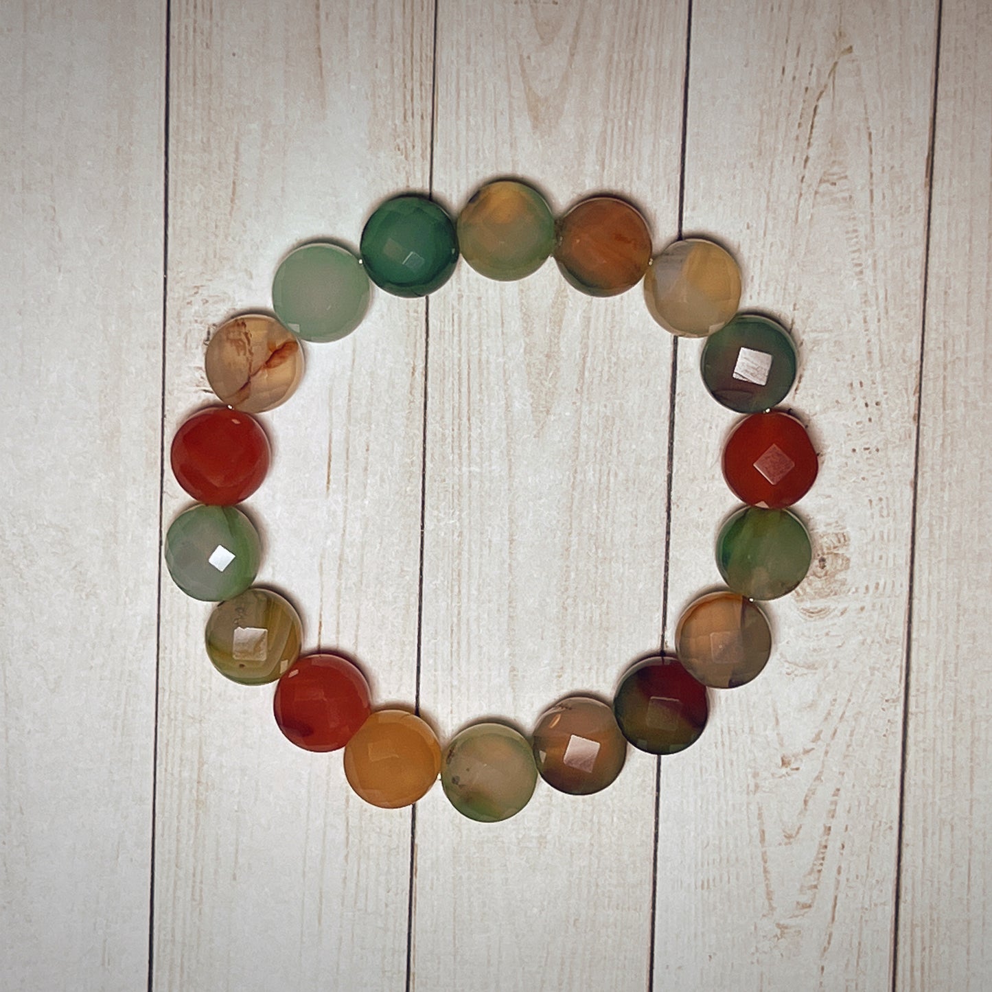 Earth Tone Faceted Glass Bead Bracelet