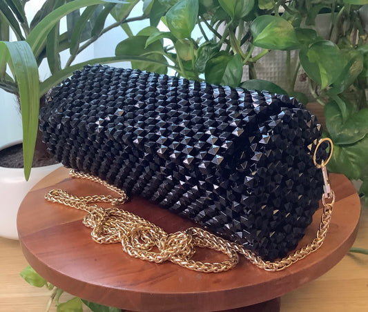 Black Barrel Beaded Purse