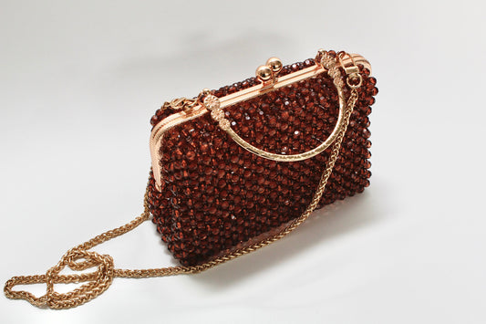 Brown & Gold Beaded Purse