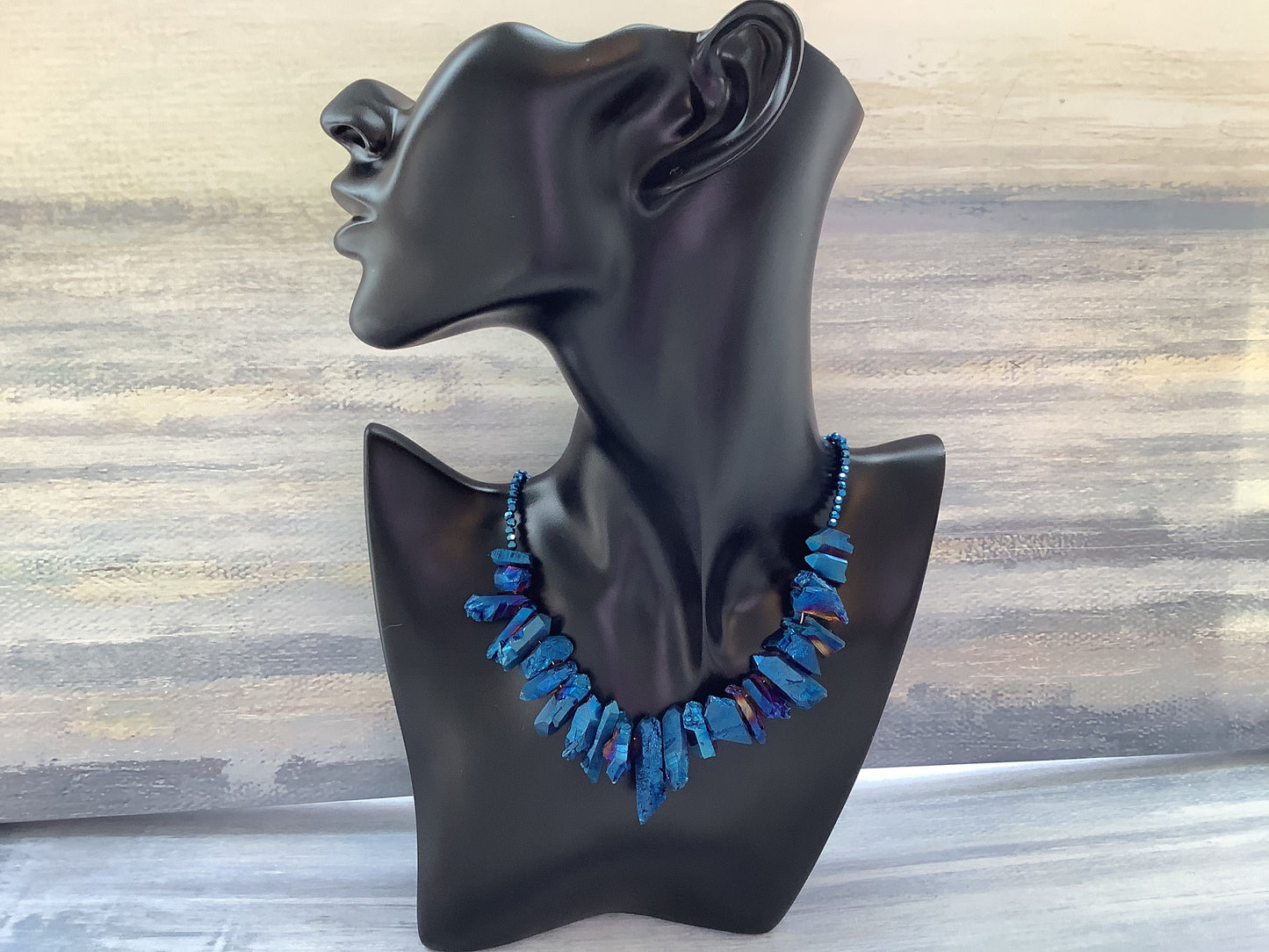 Ocean Mystique: Blue Quartz Beaded Necklace