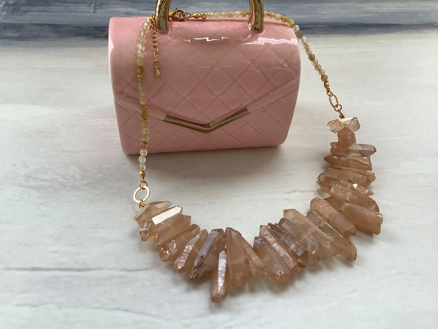 Golden Elixir: Champagne Dyed Quartz Beaded Necklace