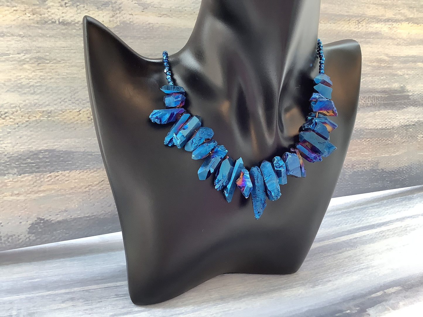 Ocean Mystique: Blue Quartz Beaded Necklace